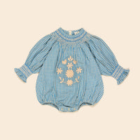 Apolina Tablecheck Marine Cece Smock Romper