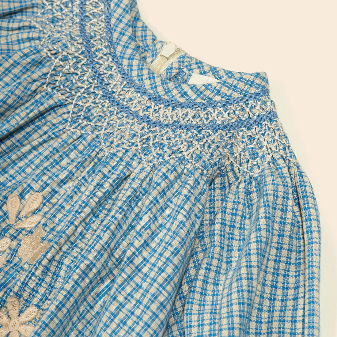 Apolina Tablecheck Marine Cece Smock Romper