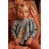 Apolina Tablecheck Marine Cece Smock Romper