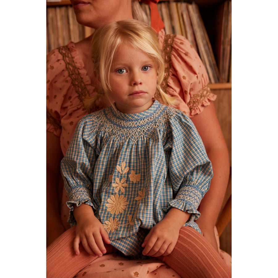 Apolina Tablecheck Marine Cece Smock Romper – Ladida