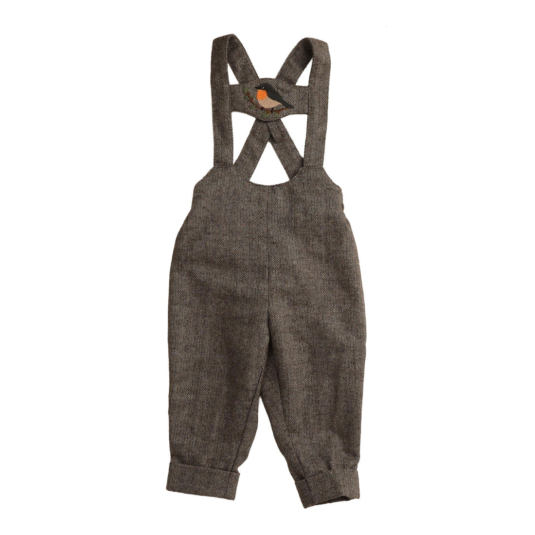 Belati  Brown Bird Embroidered H Bar Overall