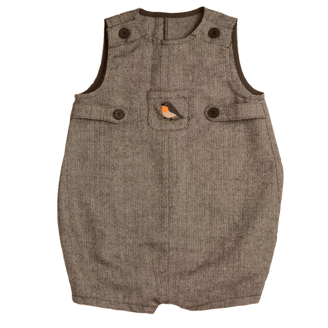 Belati  Brown Herringbone Romper