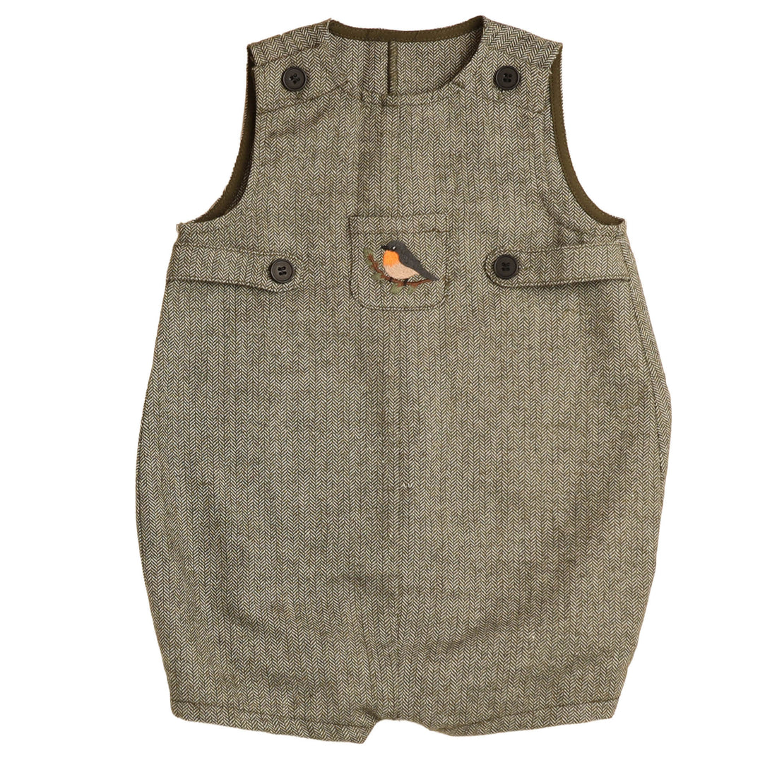 Belati  Olive Herringbone Romper