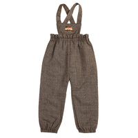 Belati  Brown Bird Embroidered Bib Romper