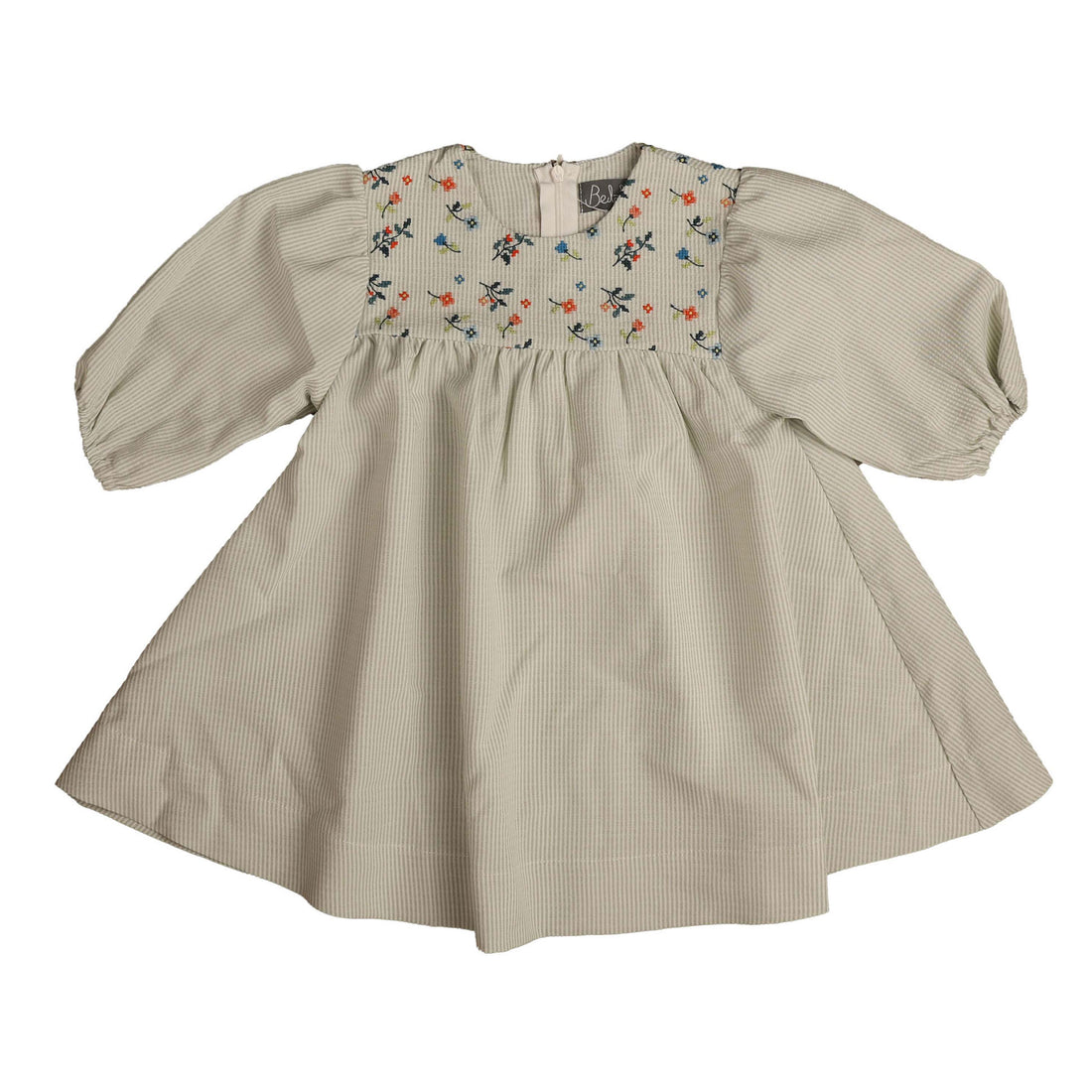 Belati Green Embroidered Round Yoke Dress 6