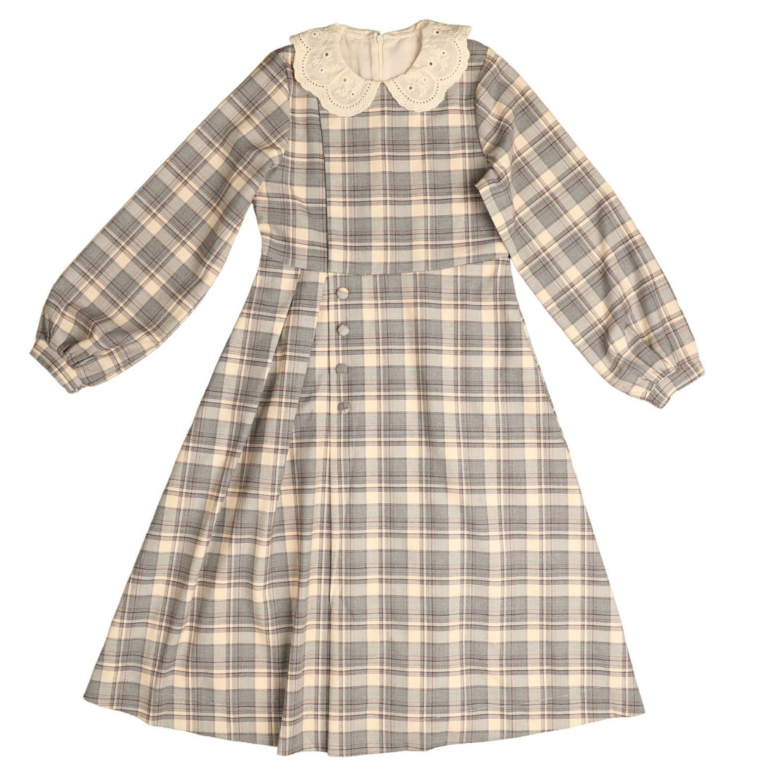 Belati  Blue Plaid Peter Pan Collar Dress