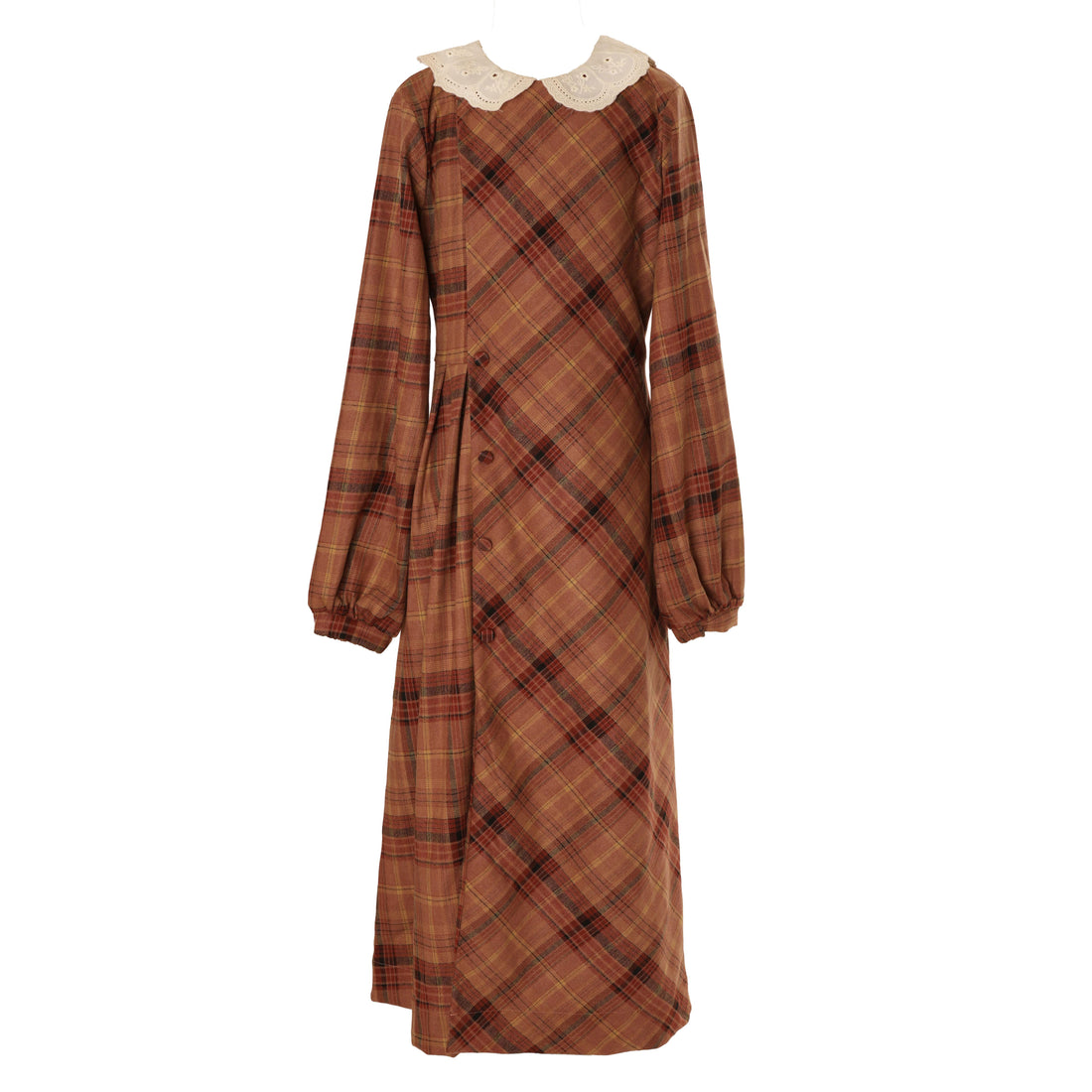Belati  Dusty Rose Plaid Peter Pan Collar Dress