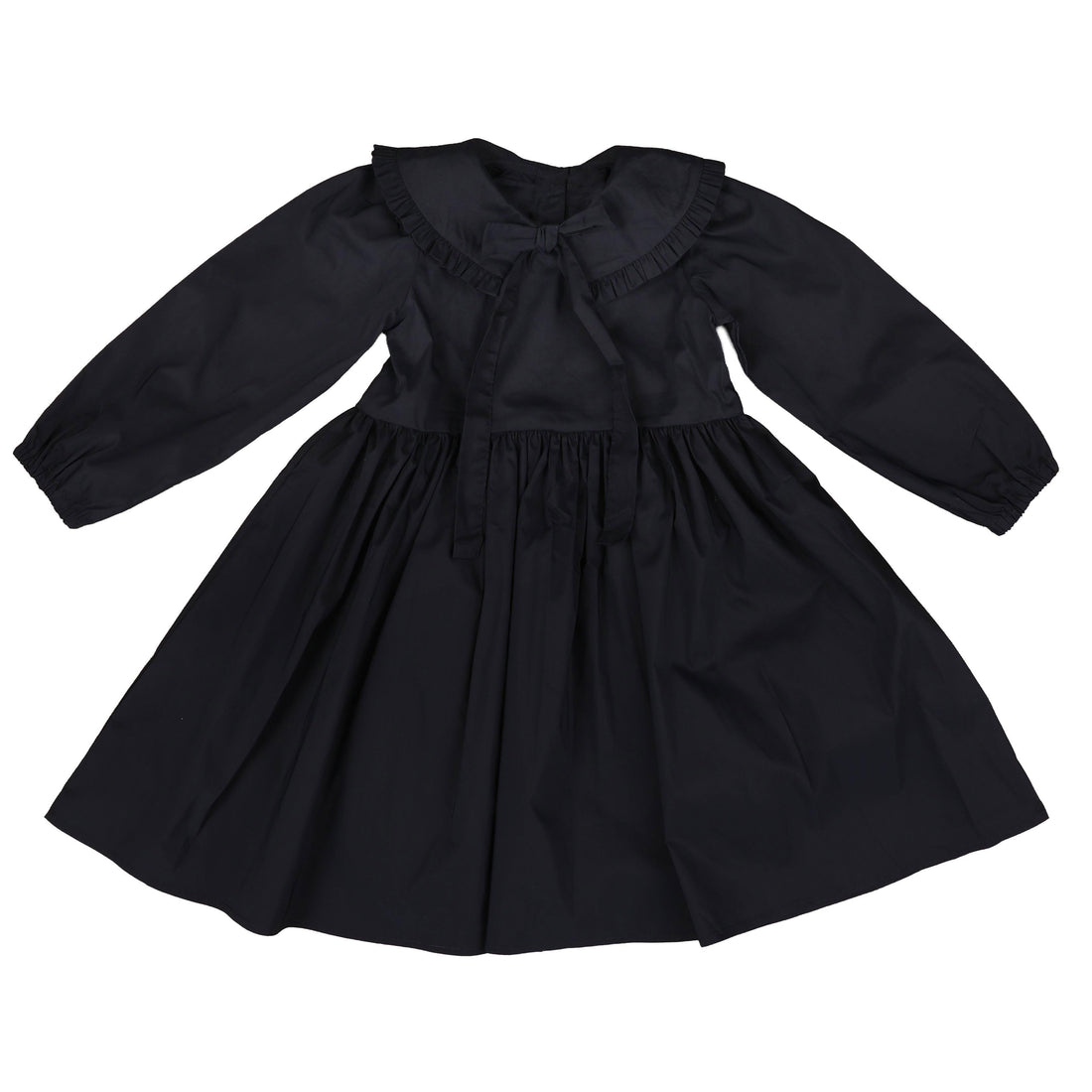 Belati  Navy Ruffled Bow Collar Dress