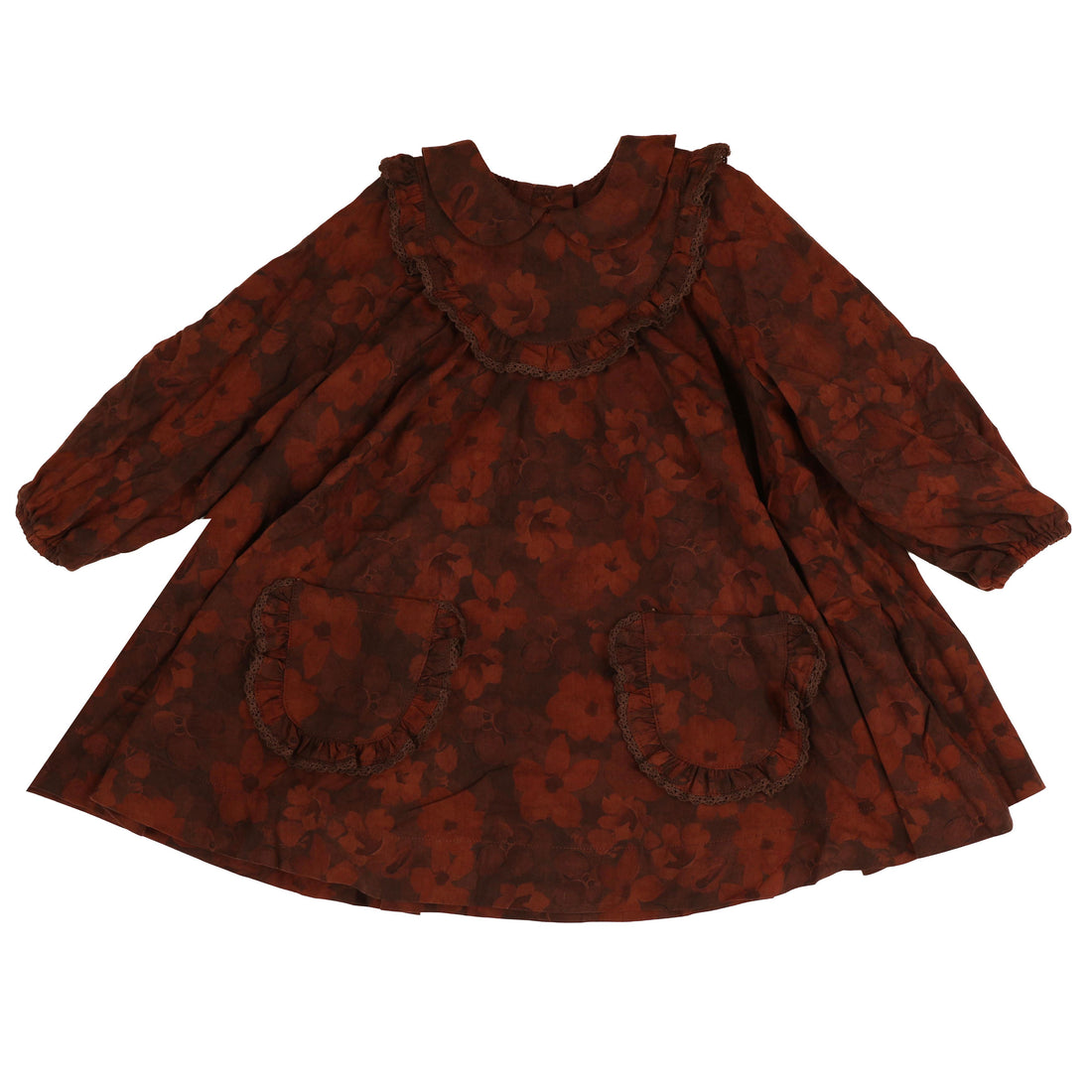 Belati  Wine Moody Floral Yoked Dress