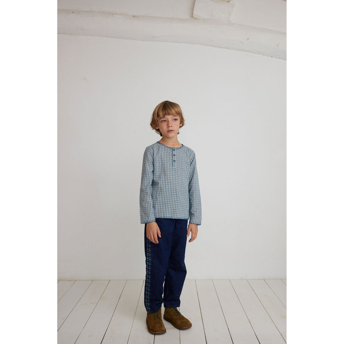 Bebe Organic Blue Check Rigel Shirt