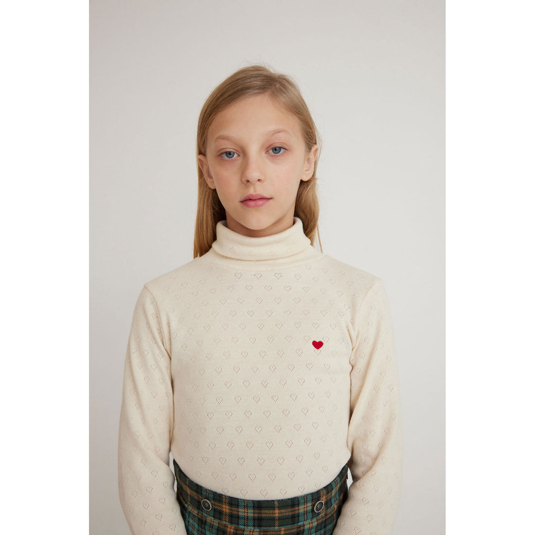 Bebe Organic Natural Heart Pointelle Turtleneck
