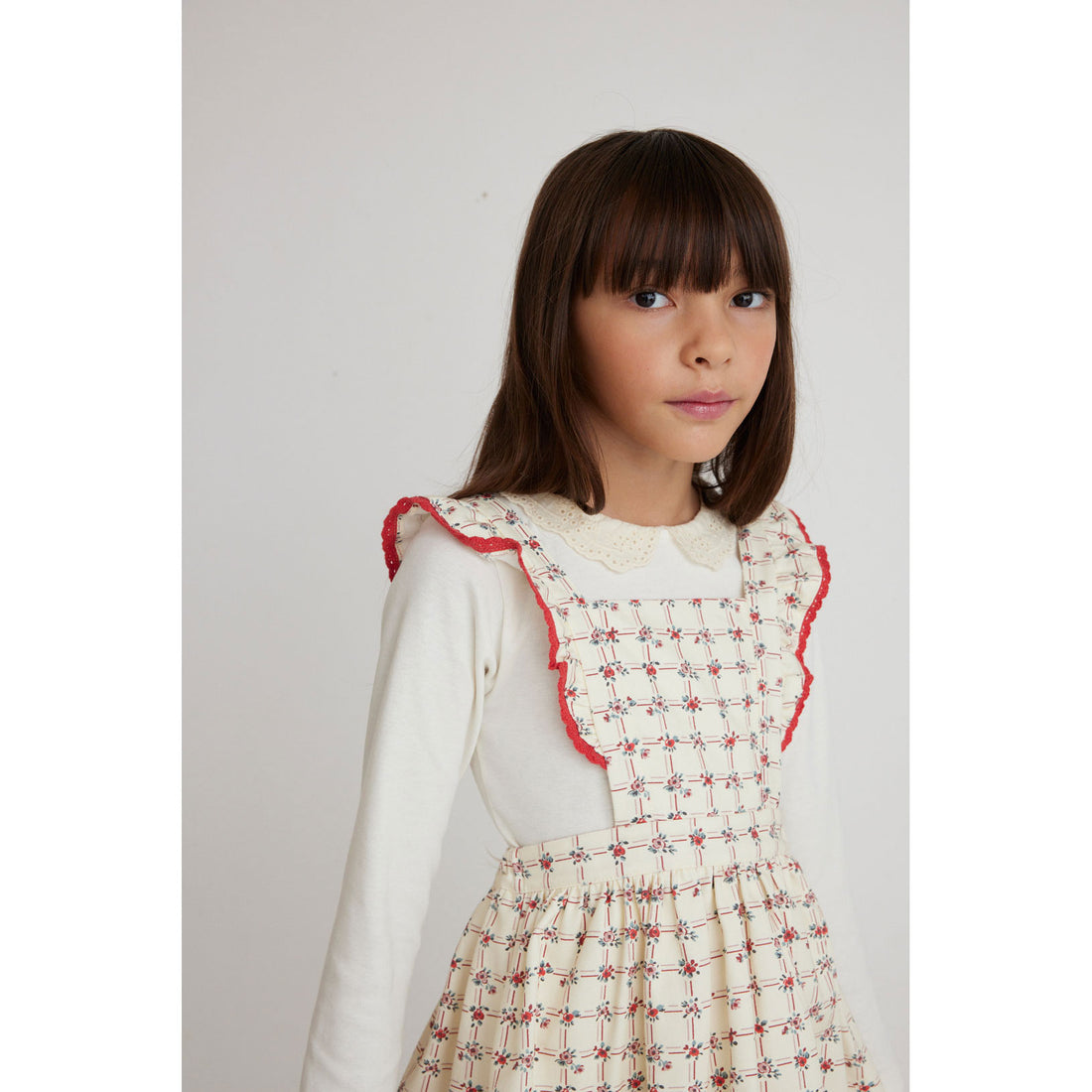 Bebe Organic Geometric Roses Lissy Apron Dress