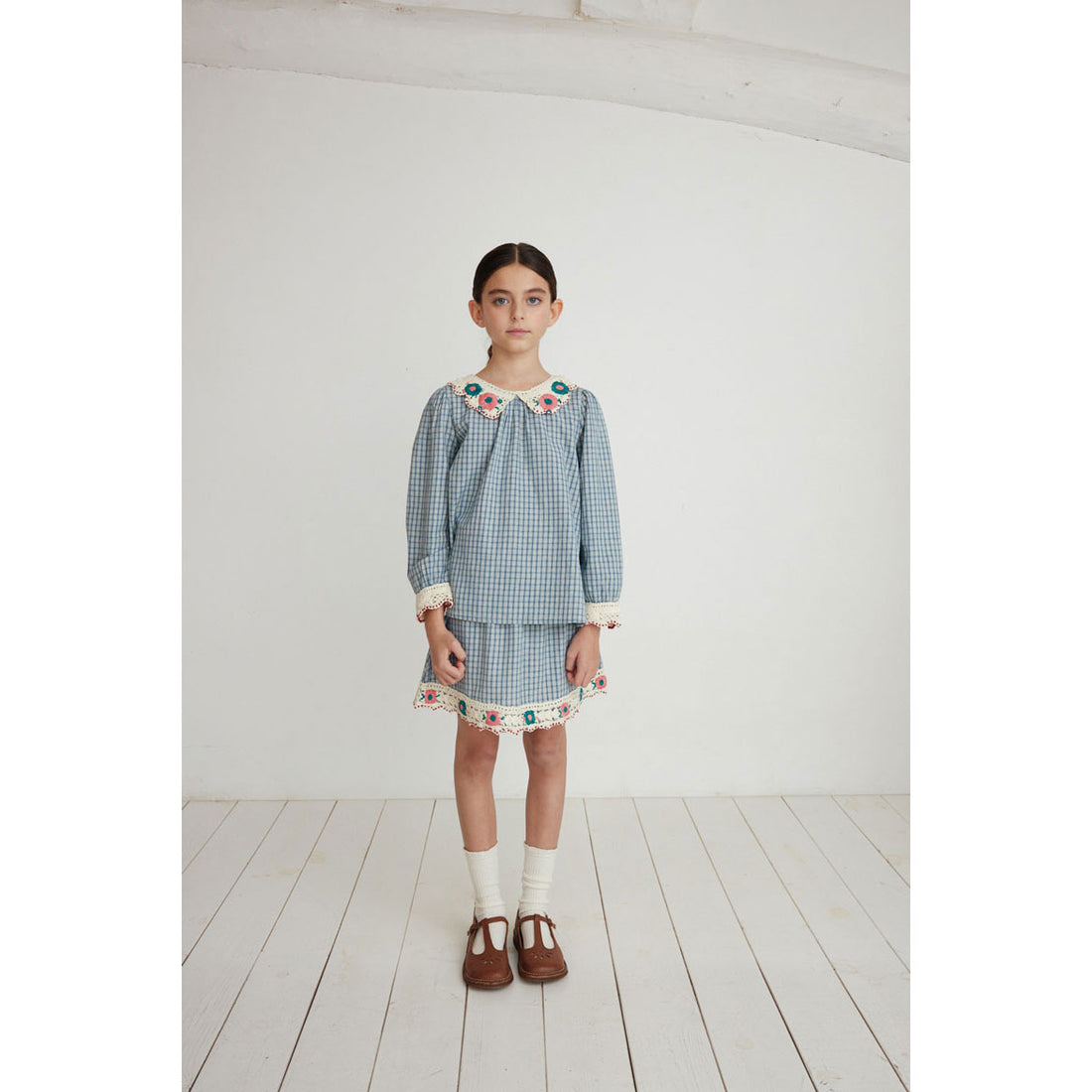 Bebe Organic Blue Check Rhea Skirt