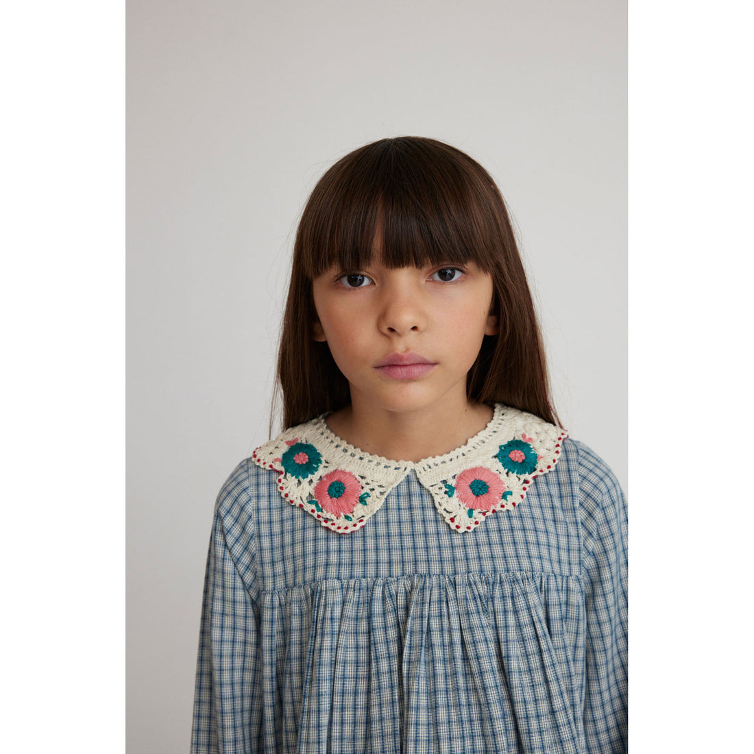 Bebe Organic Blue Check Rhea Dress