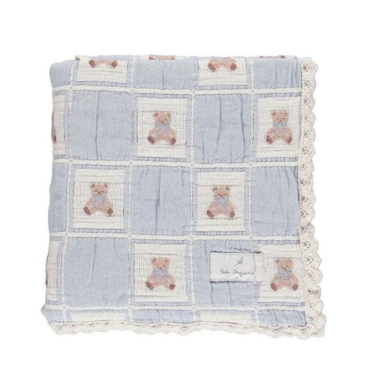 Bebe Organic Blue Teddy Bear Blanket