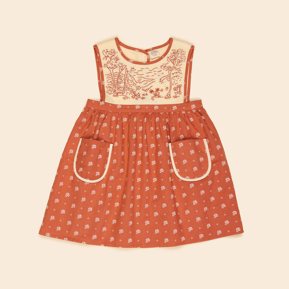 ワンピース apolina / MTO Bibi Pinafore / 3-5y Apolina Mountain Calico Jam Bibi Hand Embroidered Pinafore – Ladida