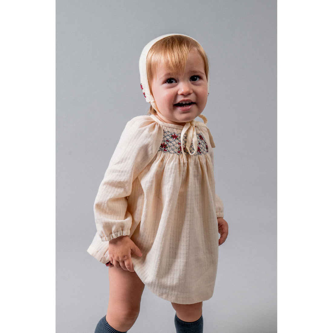 Birinit Ivory Mauve Embroidered Baby Blouse