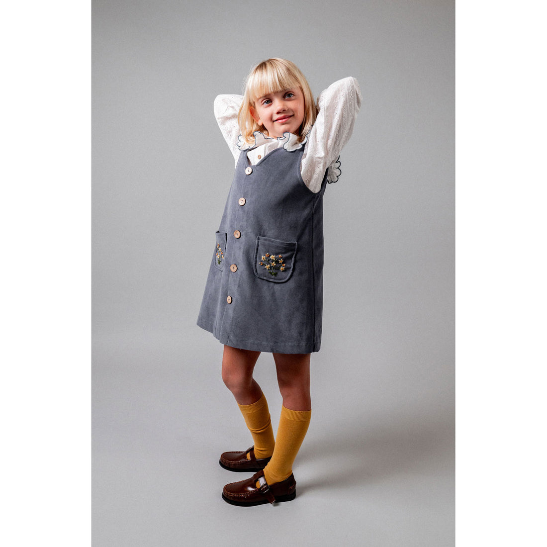 Birinit Storm Blue Coduroy Overall Dress