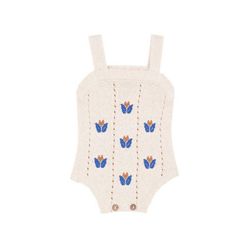 Birinit Floral Embroidery Knit Romper