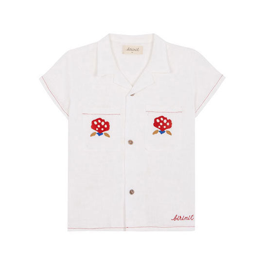Birinit Linen Embroidered Pocket Shirt