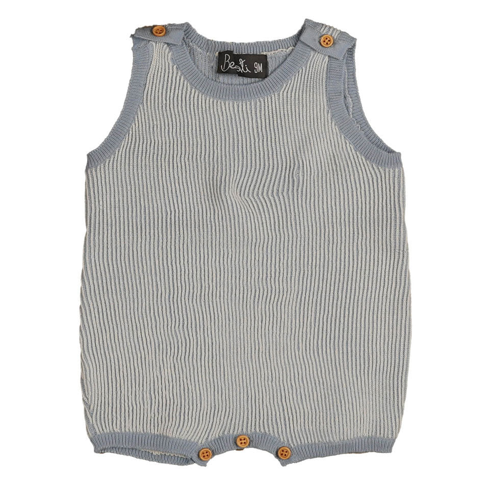 Belati Light Blue Textured Knit Romper