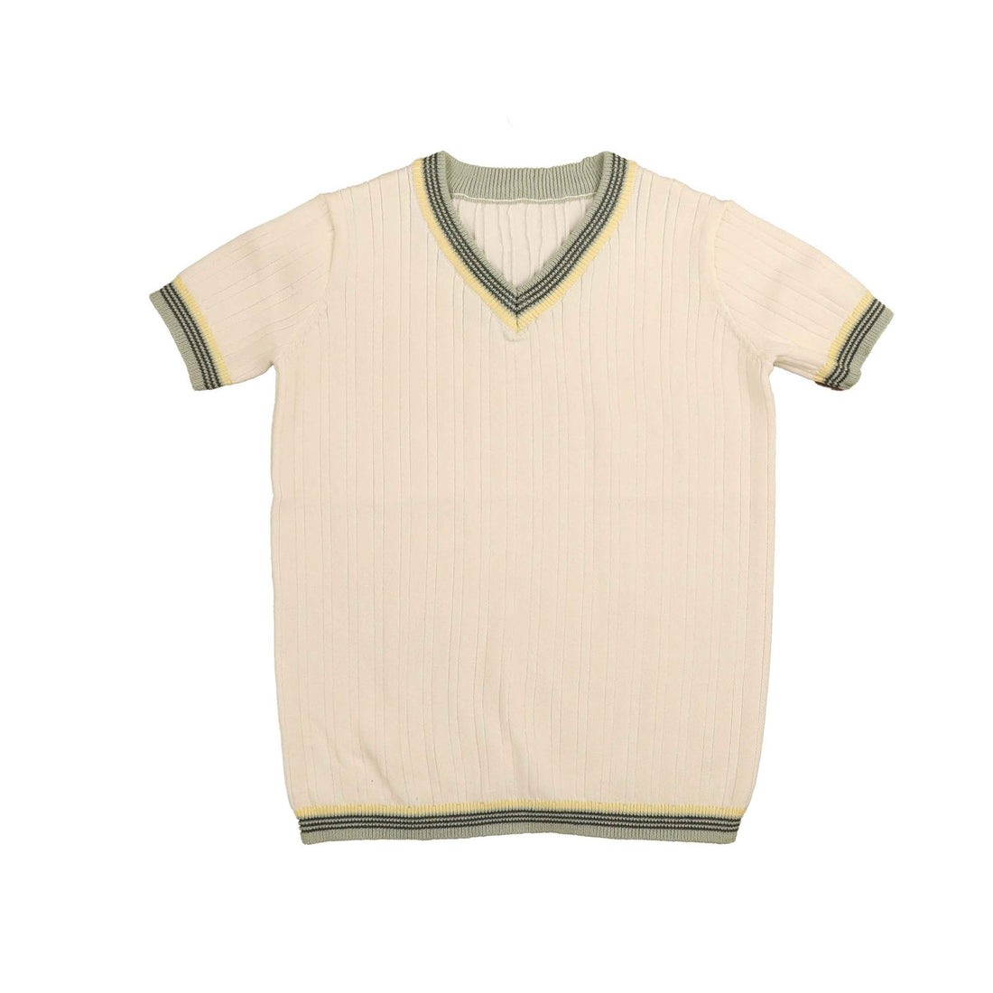 Belati Cream/Green Trim Knit Sweater