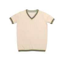 Belati Cream/Green Trim Knit Sweater