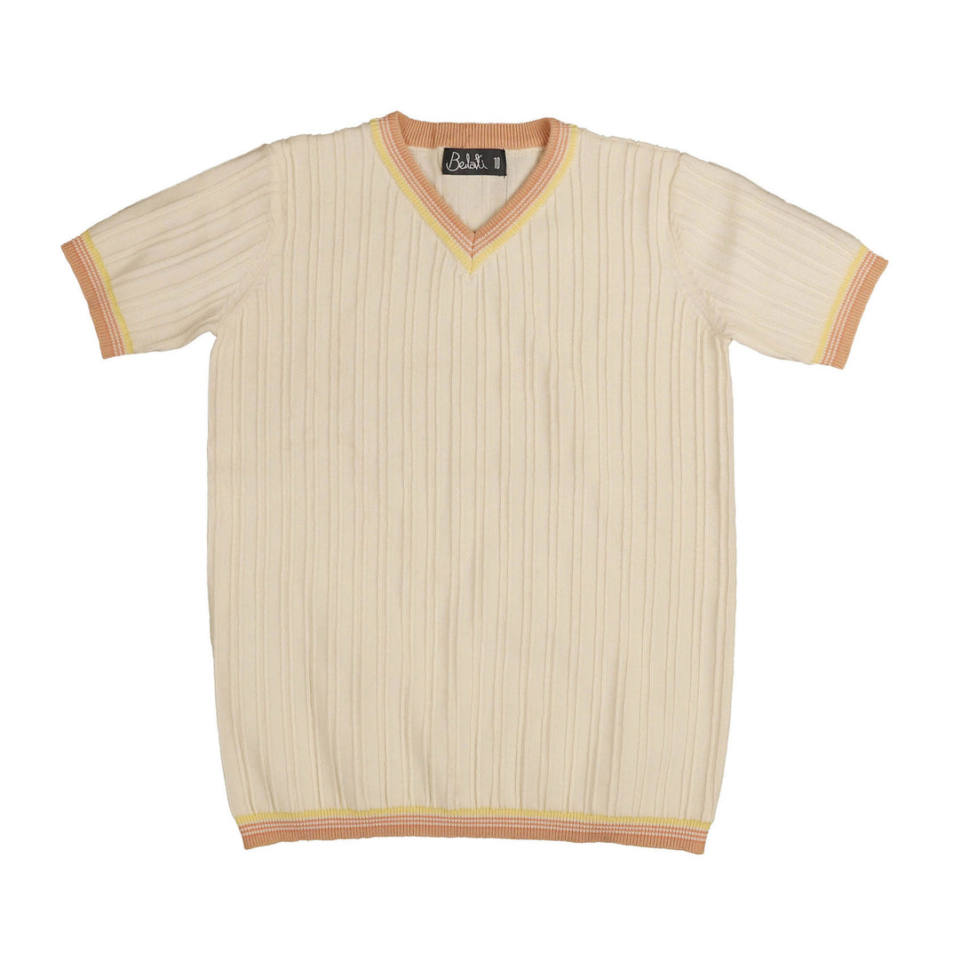 Belati Cream/Peach Trim Knit Sweater Set