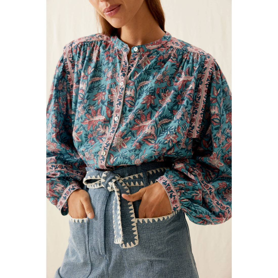 Louise Misha Teal Garden Of Eden Jane Shirt