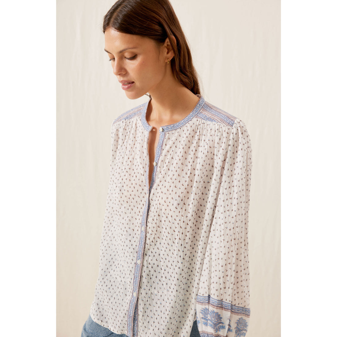 Louise Misha White Cornflower Jeanne Shirt