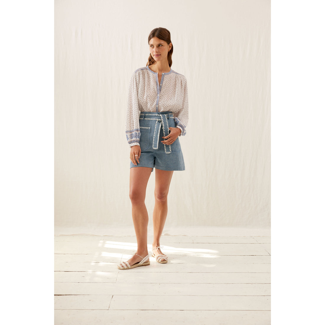 Louise Misha White Cornflower Jeanne Shirt