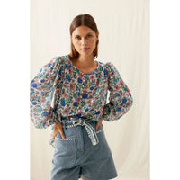 Louise Misha Blue Summer Meadow Marianna Blouse