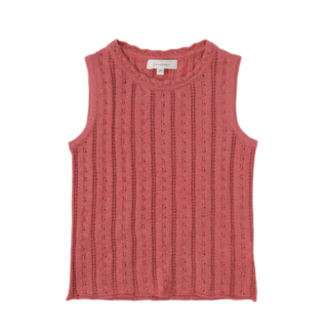 Bene Bene Cherry Pink Flutter Eyelet Knit Sleeveless