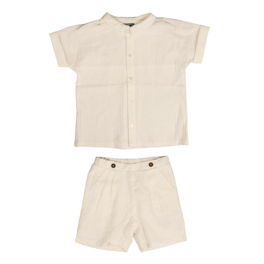 Belati White Boxy Collared Shirt Set