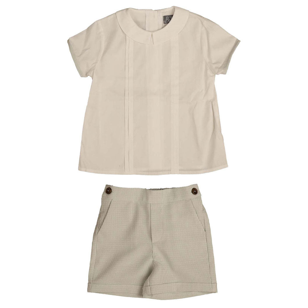 Belati Green Contrast Trim Shirt Set