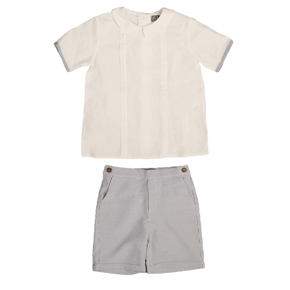 Belati Navy Contrast Trim Shirt Set