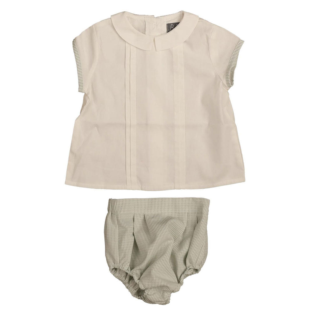 Belati Green Contrast Trim Bloomer Set