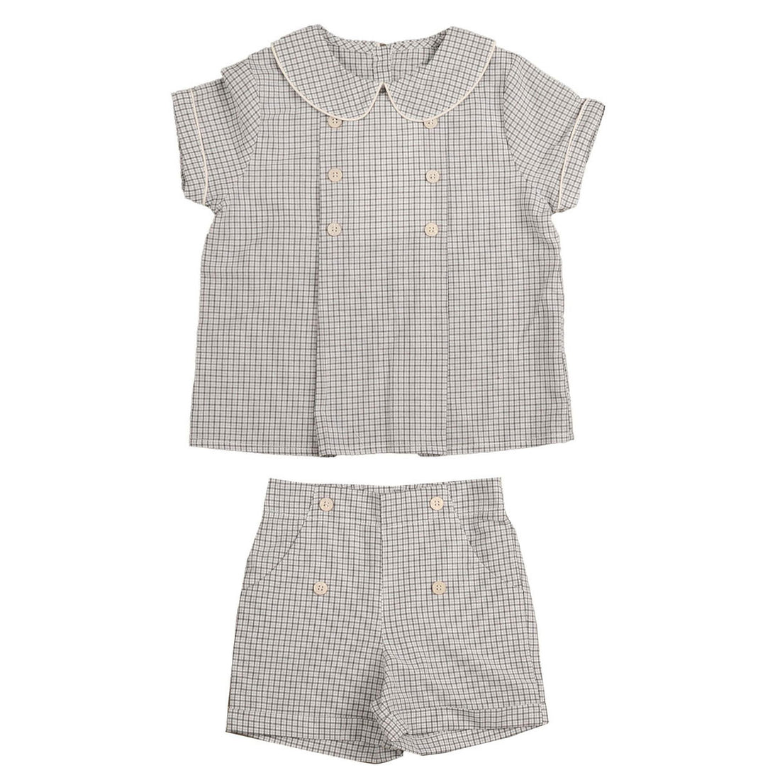 Belati Grey Peter Pan Collar Shirt Set
