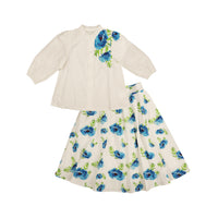 Belati Blue Flower Print Skirt Set