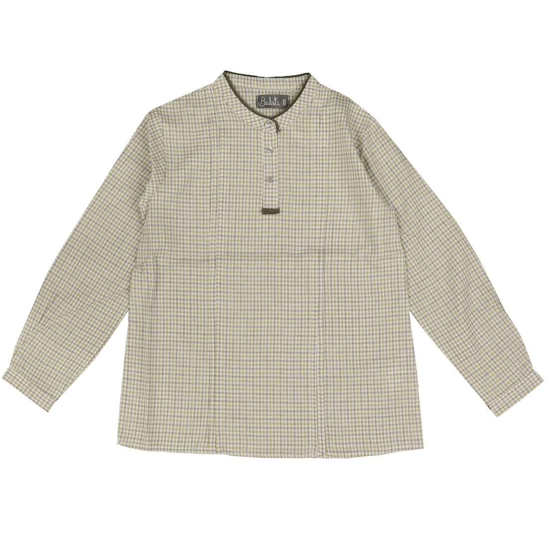 Belati Green Plaid Mandarin Neck Shirt