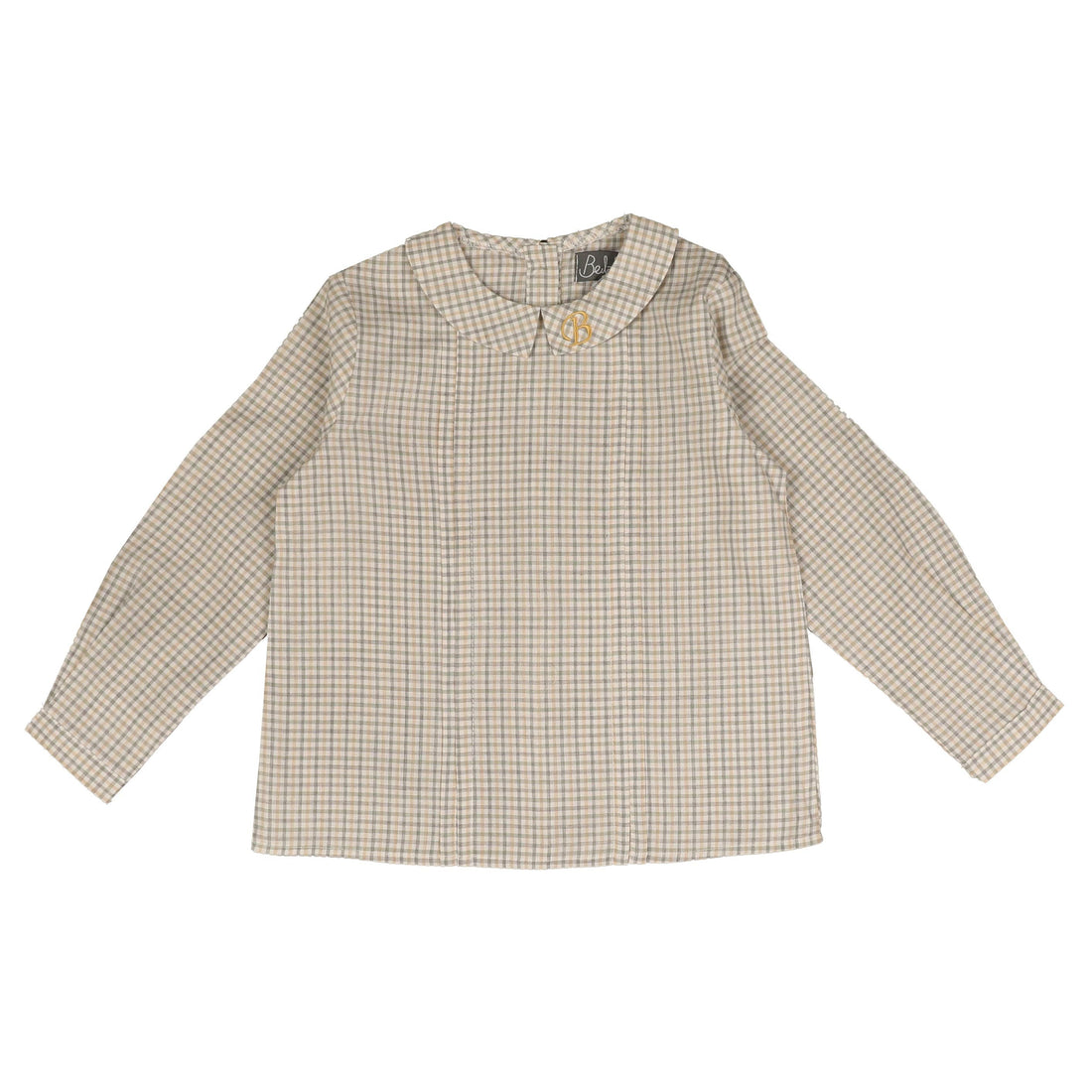 Belati  Grey Peter Pan Collared Plaid Shirt