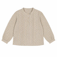 Belati  Grey Mandarin Collared Plaid Shirt