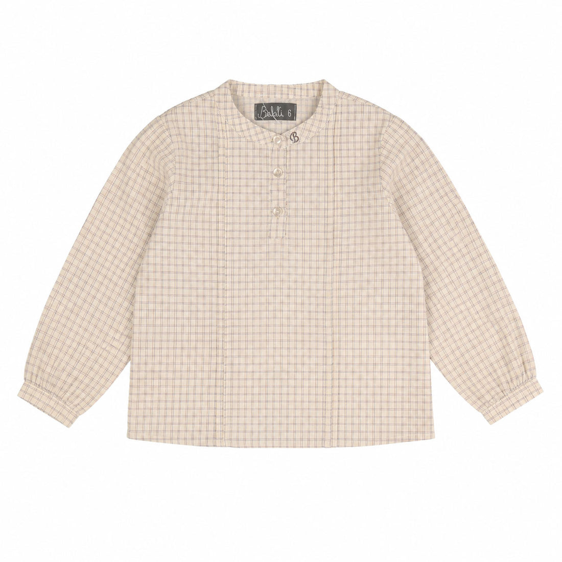 Belati  Rust Mandarin Collared Plaid Shirt