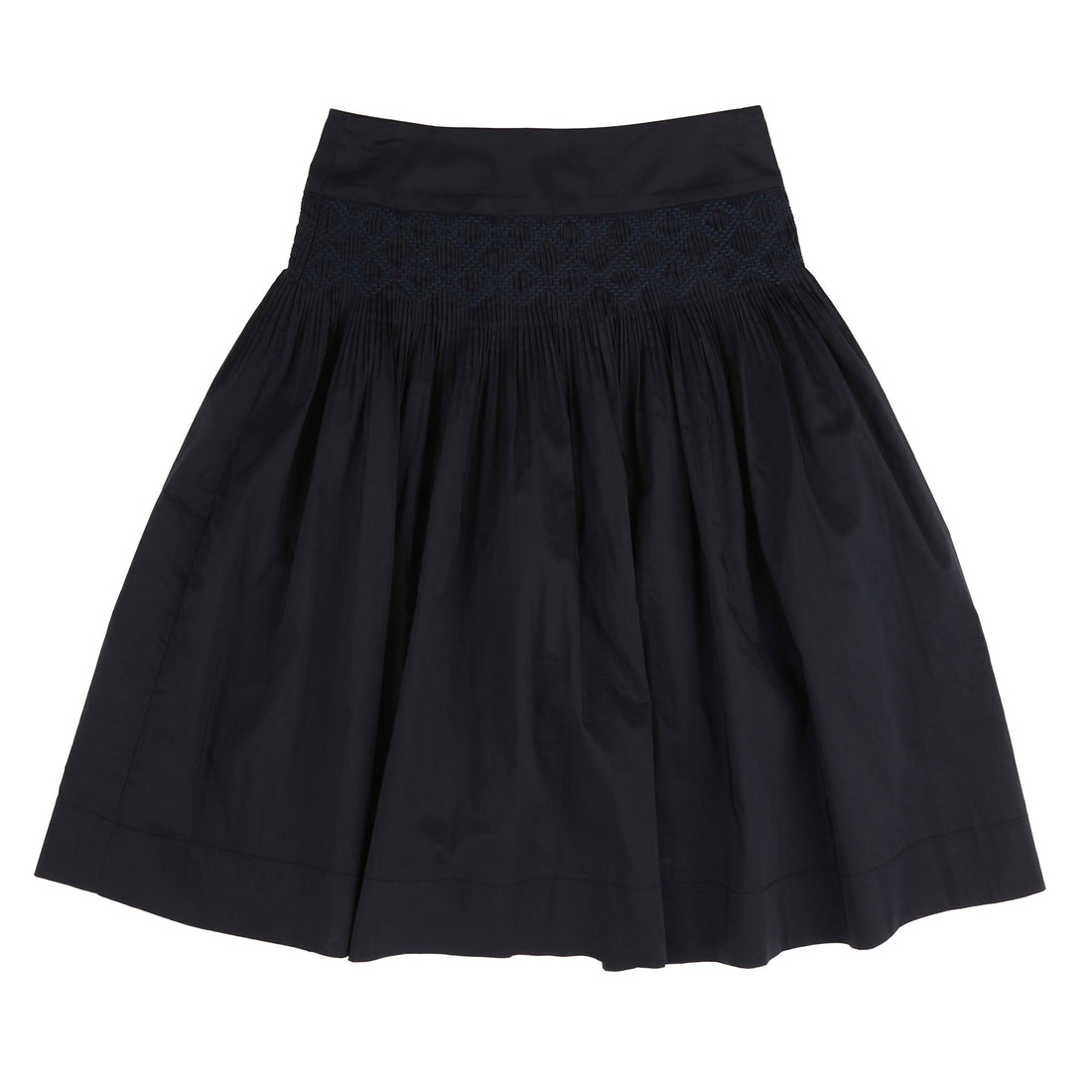 Belati  Navy Smocked Taffeta Skirt
