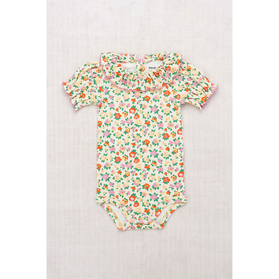 Misha and Puff String/Hazy Lilac Brimfield Balloon Sleeve Paloma Onesie