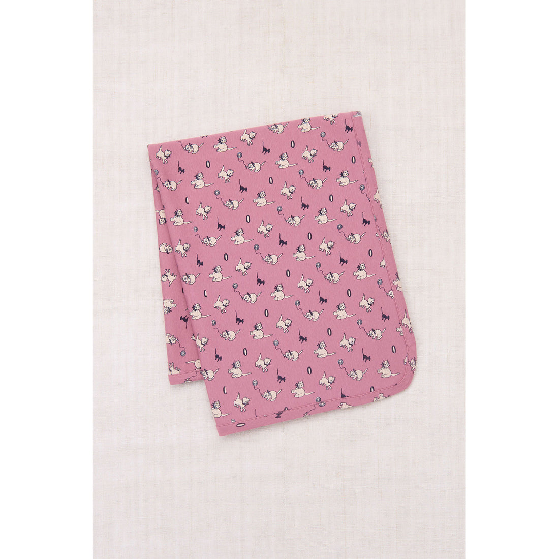 Misha and Puff Antique Rose Cat & Mouse Baby Blanket