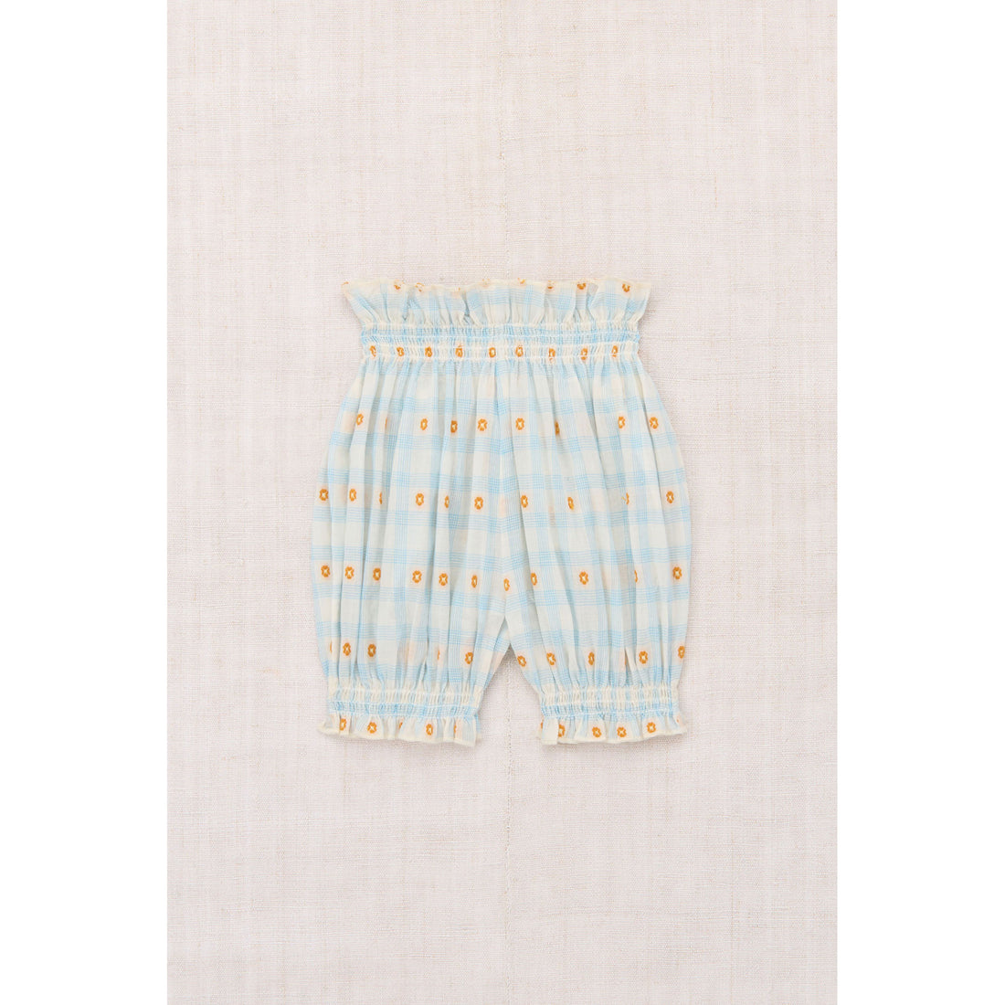 Misha and Puff Bright Sky Blossom Plaid Baby Bloomer
