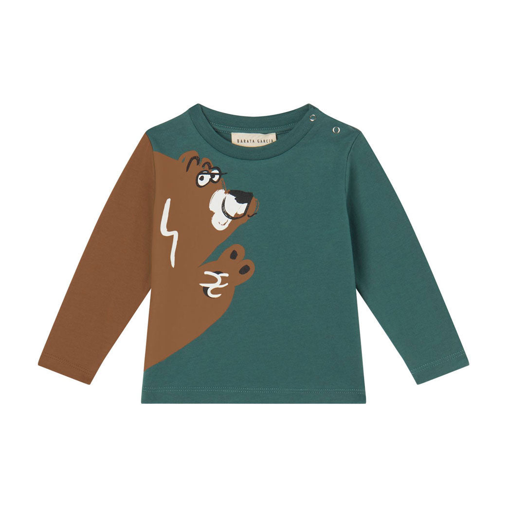 Stella Mccartney Green Hiding Bear Baby Tee