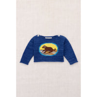 Misha and Puff Blue Ribbon Baby Dog Boatneck Sweater