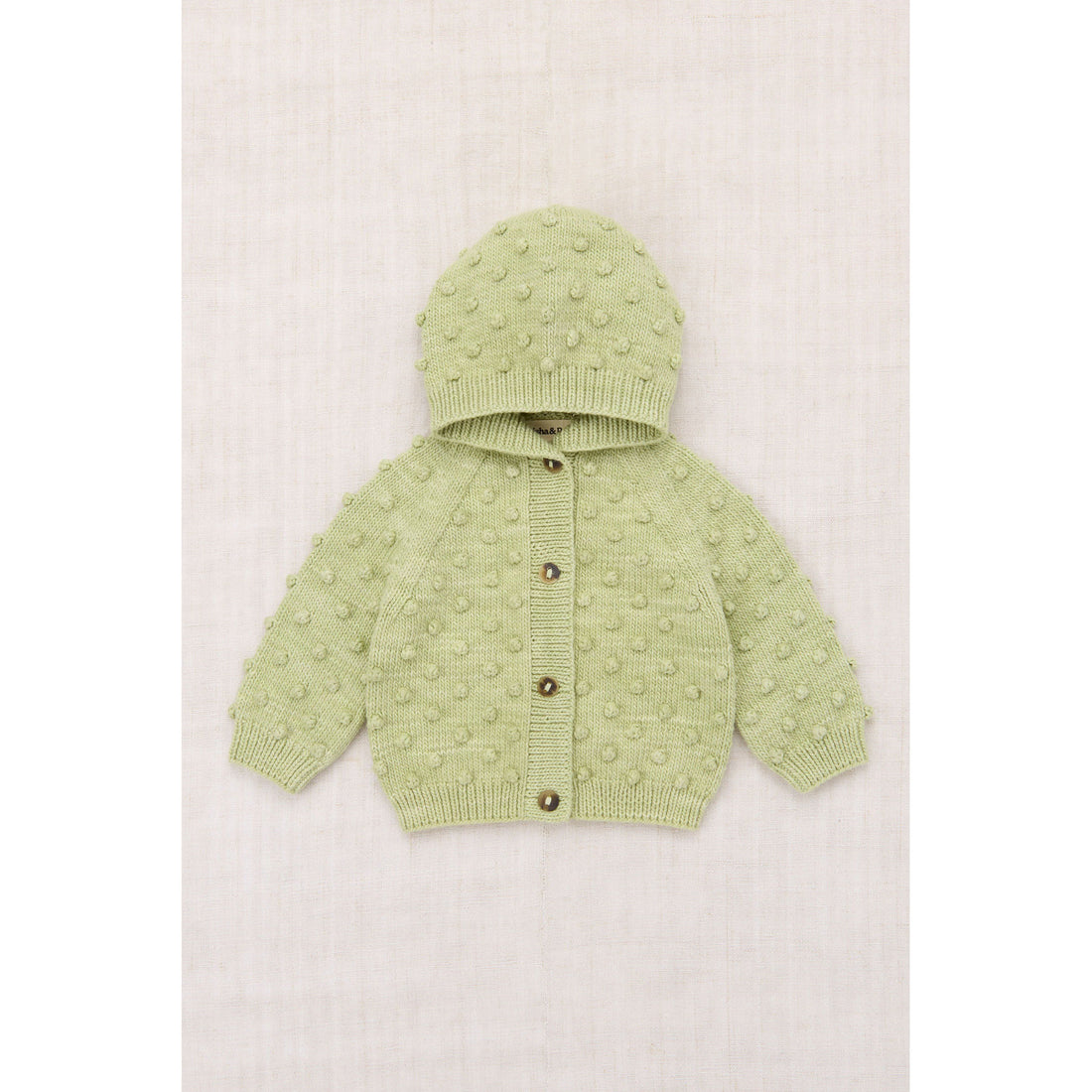 Misha and Puff Aventurine Baby Hooded Popcorn Cardigan